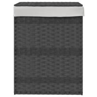 VidaXL Wasmand met deksel 46x33x60 cm poly rattan grijs - thumbnail
