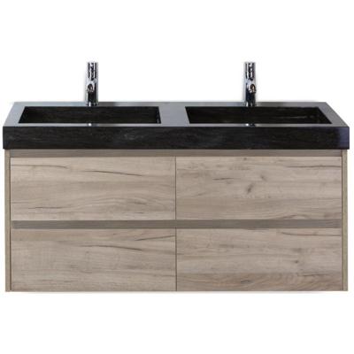 Dante Badmeubelset 120 cm - Craft Oak - Wastafel Hardsteen Wit Lucca Dubbel