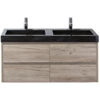 Dante Badmeubelset 120 cm - Craft Oak - Wastafel Hardsteen Wit Lucca Dubbel - thumbnail