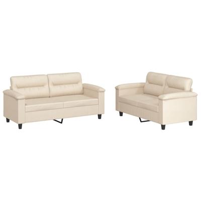 2-delige Loungeset met kussens microvezelstof beige