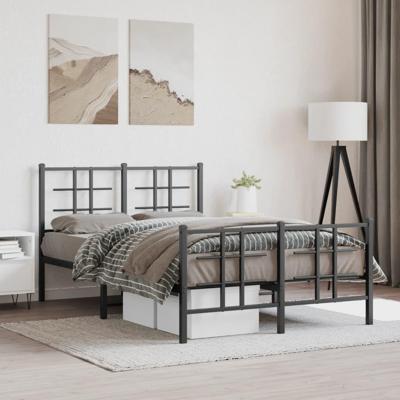 Bedframe met hoofd- en voeteneinde metaal zwart 120x190 cm