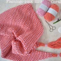 Haakpakket Ton Sur Ton Sjaal Flamingo Coral - thumbnail