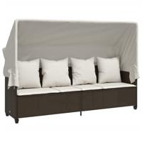 5-delige Loungeset met kussens poly rattan bruin - thumbnail