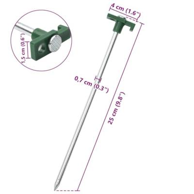 VidaXL Tentharingen 12 st 7 mm 25 cm gegalvaniseerd staal polypropeen