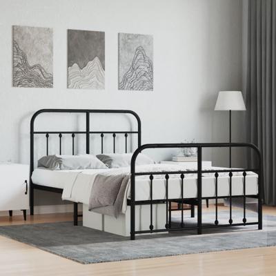 Bedframe met hoofd- en voeteneinde metaal zwart 120x190 cm