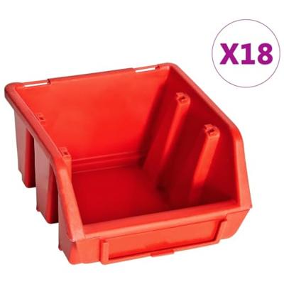 VidaXL 32-delige opslagbakkenset met wandpanelen rood en zwart VidaXL 32-delige opslagbakkenset met wandpanelen rood en zwart