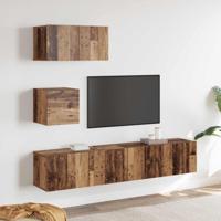 Tv-meubelset Wandgemonteerd 3 pcs Oud Hout Bewerkt hout - thumbnail