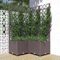 VidaXL Plantenbak met latwerk 80x80x136 cm polypropeen bruin - thumbnail