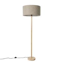 QAZQA Landelijke vloerlamp hout met boucle kap taupe - Mels - thumbnail