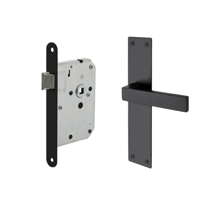 Mooi Deurbeslag Deurbeslag set Nova op schild met loopslot