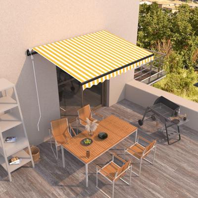 Luifel automatisch uittrekbaar 350x250 cm geel en wit