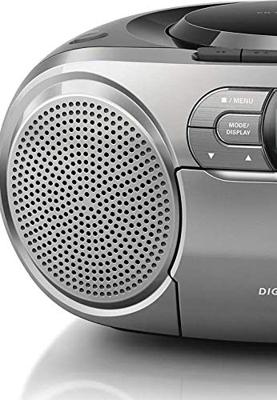 Philips Audio CD-Radiorekorder mit DAB+ (Dynamic Bass Boost, UKW-DAB+, CD, Kasseten-Deck) silber, AZB600/12