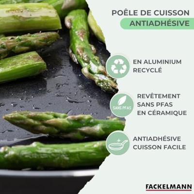 Set van 4 koekenpannen - FACKELMANN - Brandao - Keramische antiaanbaklaag - 16, 20, 24 en 28 cm