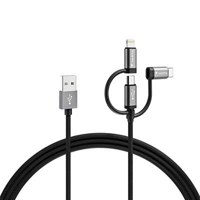Varta 57937101111 USB-kabel USB-A stekker, USB-micro-B stekker, USB-C stekker, Apple Lightning stekker 2.00 m Meerdere kleuren