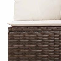 5-delige Loungeset met kussens poly rattan bruin - thumbnail