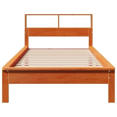 bed met boekenkast zonder matras grenenhout wasbruin 90x200 cm