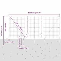 VidaXL Hek met paal grijs 1,6 x 10 m staal en pvc - thumbnail