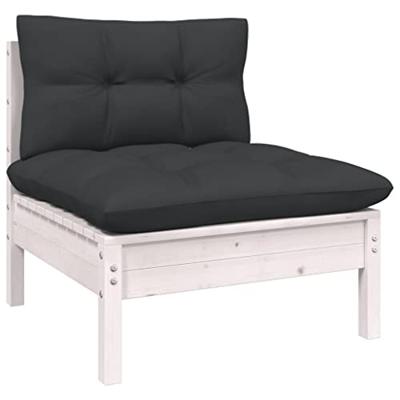 9-delige Loungeset met kussens massief grenenhout wit