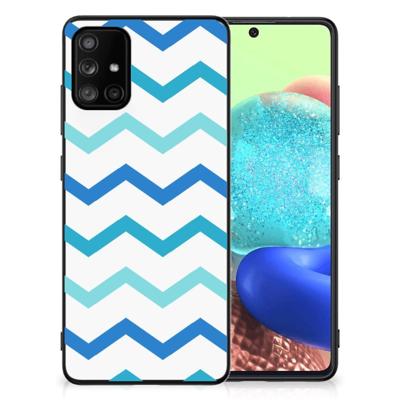 Samsung Galaxy A71 Back Case Zigzag Blauw Samsung Galaxy A71 Back Case Zigzag Blauw