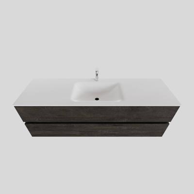 Badkamermeubel Solid Surface AQS Oslo 150x46 cm Midden Wood Dark Brown Boss & Wessing Badkamermeubel Solid Surface AQS Oslo 150x46 cm Midden Wood Dark Brown Boss & Wessing