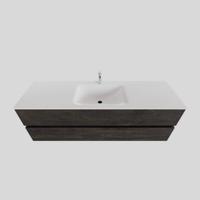 Badkamermeubel Solid Surface AQS Oslo 150x46 cm Midden Wood Dark Brown Boss & Wessing - thumbnail