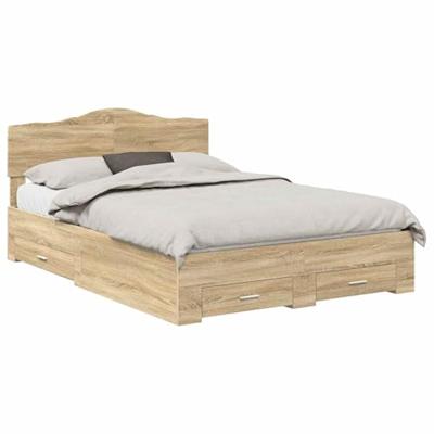 Bedframe met hoofdeinde Sonoma Eiken 140 x 200 cm Bewerkt hout