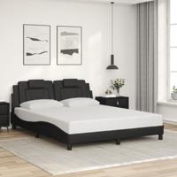 Bedframe met hoofdbord kunstleer zwart 160x200 cm - thumbnail