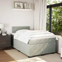 Boxspring met matras fluweel lichtgrijs 120x190 cm - thumbnail