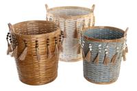 Basket spelset DKD Home Decor Multicolour Bamboe (3 Onderdelen) - thumbnail