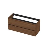 INK - Onderkast 2 Laden Greeploos met Houten Keerlijst - 1200x450x520 Mm - Warm Walnoot - thumbnail