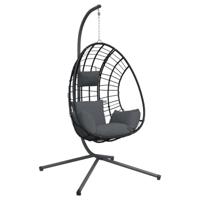 VidaXL Hangstoel met standaard rattan en staal antracietkleurig - thumbnail