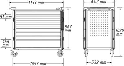 HAZET Gereedschapwagen Assistent 179NXXL-8D/3 - 3-delig - Laden, ondiep: 7× 81 x 870 x 522 mm - Laden, diep: 1× 166 x 870 x 522 mm HAZET Gereedschapwagen Assistent 179NXXL-8D/3 - 3-delig - Laden, ondiep: 7× 81 x 870 x 522 mm - Laden, diep: 1× 166 x 870 x 522 mm