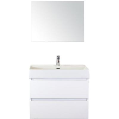 Maxx XL Badmeubelset 80 cm - Wit Hoogglans - Wastafel Kube 1 Kraangat met Spiegel