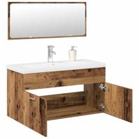 3-delige Badkamermeubelset bewerkt hout oud houtkleurig - thumbnail