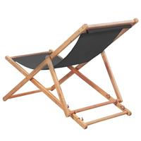 Strandstoel inklapbaar stof en houten frame grijs - thumbnail