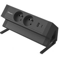 Fellowes contactdoos Power Desk 2, 2 stopcontacten + 1 x USB-A + 1 x USB-C, zwart, voor België - thumbnail