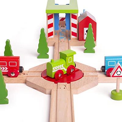 Bigjigs houten rails - 4-richting draaiplateau - thumbnail