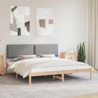 Bedframe met Gevoerd Hoofdgedeelte Lichtgrijs 200 x 200 cm - thumbnail