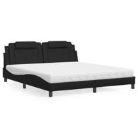 Bed met matras kunstleer zwart 180x200 cm - thumbnail