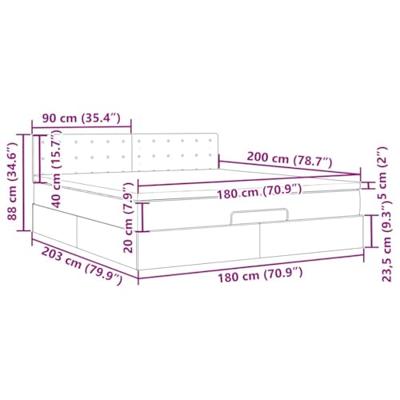 Bed poef met matras en LED's 180x200 cm stof lichtgrijs