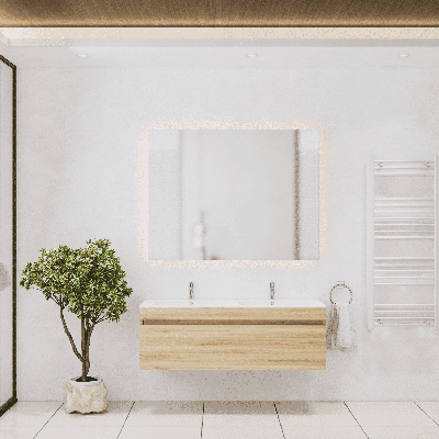 Badkamermeubelset Gliss Design Anelius 120cm Natural Oak (Keuze uit wastafel, kraangaten & spiegel) Badkamermeubelset Gliss Design Anelius 120cm Natural Oak (Keuze uit wastafel, kraangaten & spiegel)