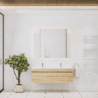 Badkamermeubelset Gliss Design Anelius 120cm Natural Oak (Keuze uit wastafel, kraangaten & spiegel) - thumbnail