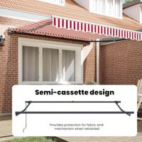 VidaXL Inklapbaar zonnescherm rood en wit 350 x 250 cm - thumbnail