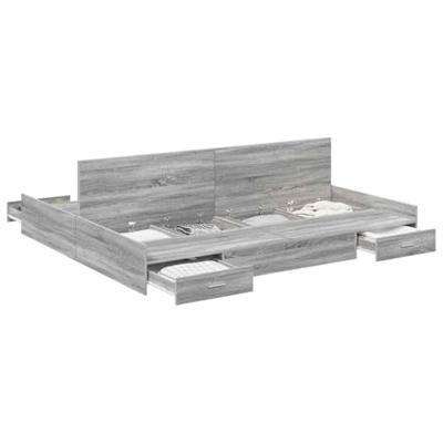 Opbergbedframe met lade Grijs sonoma 200 x 200 cm Bewerkt hout