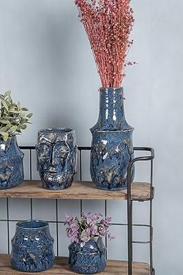 Clayre & Eef Vaas Ø 13x25 cm Blauw Keramiek Decoratie Vaas