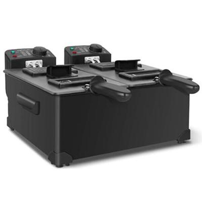 Dubbele Frituurpan met Kijkvenster - 6L RVS Zwart - Hoog vermogen