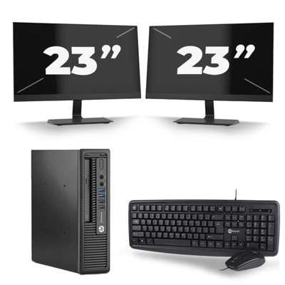 HP EliteDesk 800 G1 USFF - Intel Core i7-4e Generatie - 16GB RAM - 256GB SSD - Windows 10 + 2x 23 inch Monitor