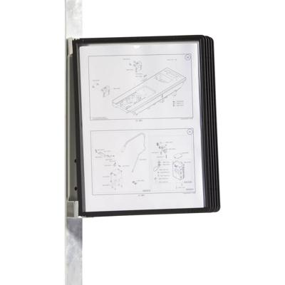Durable Wandhouder | 5 zichtpanelen | zwart | met profielframef. | 1 stuk - 591401 591401