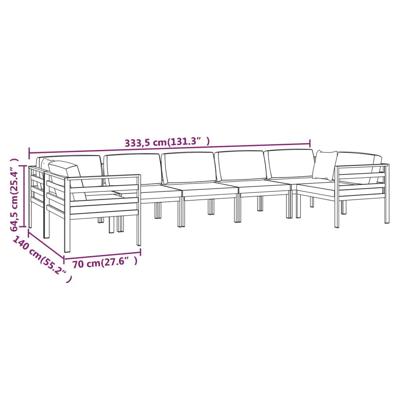 7-delige Loungeset met kussens aluminium antracietkleurig