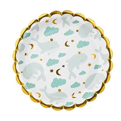 Bordjes Walvissen Lichtblauw/Goud 18cm (6st)